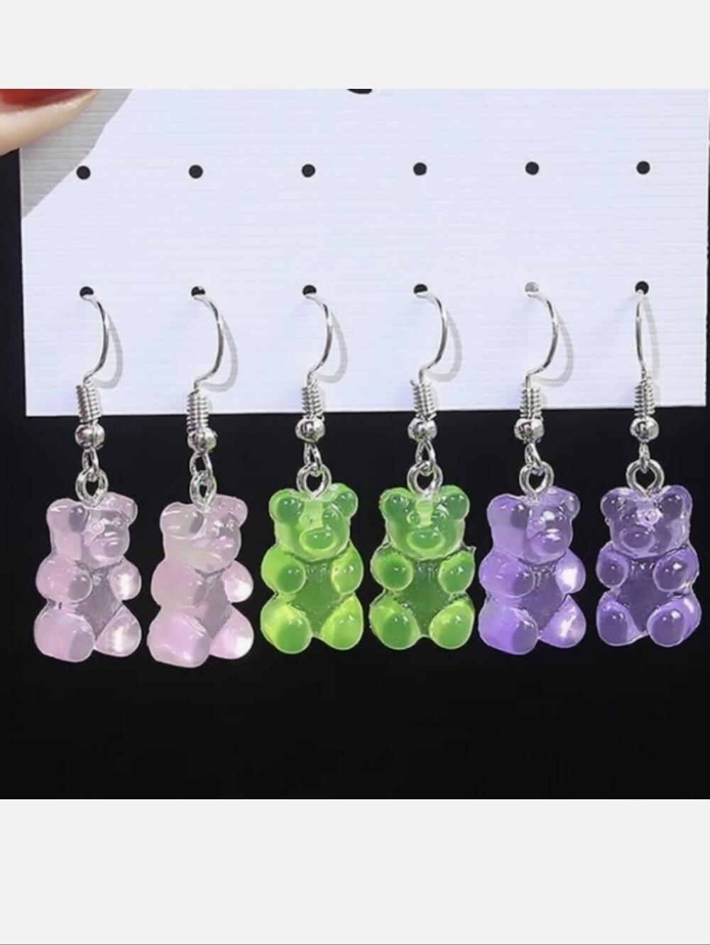 3 pairs of gummy bear earrings 🐻💙💚💓